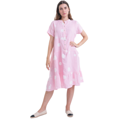 6006 PINK ITALIAN LINEN DRESS