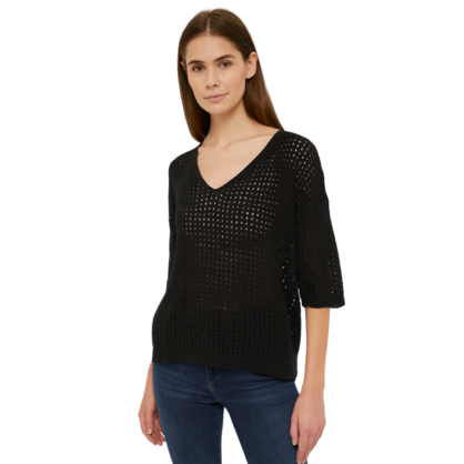 6018 BLACK ITALIAN LINEN TOP