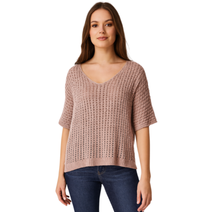 6018 ROSE ITALIAN LINEN TOP