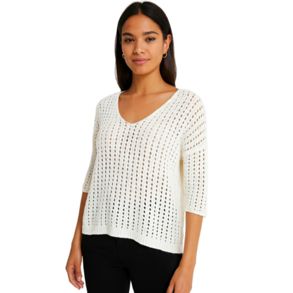 6018 WHITE ITALIAN LINEN TOP