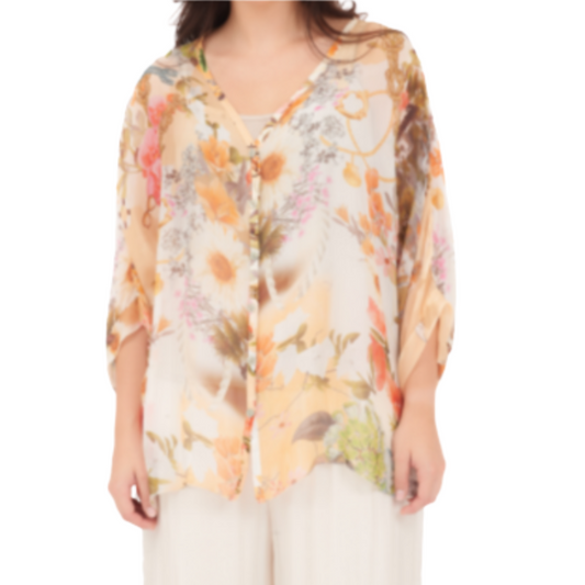 VERA MAY BEIGE ITALIAN SILK TOP 60233