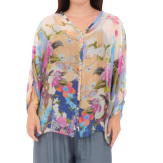 VERA MAY NAVY ITALIAN SILK TOP 60233