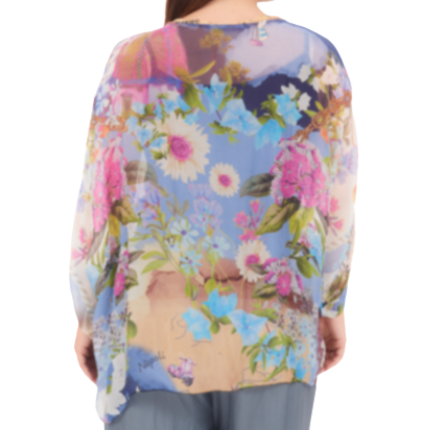 VERA MAY NAVY ITALIAN SILK TOP 60233