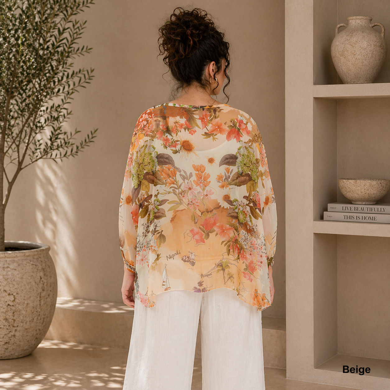 VERA MAY BEIGE ITALIAN SILK TOP 60233