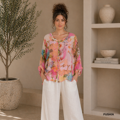 VERA MAY FUXIA ITALIAN SILK TOP 60233