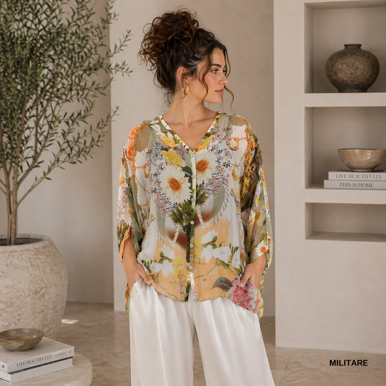 VERA MAY MILITARE ITALIAN SILK TOP 60233