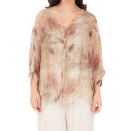 60234 Beige Vera May Italian Silk Top