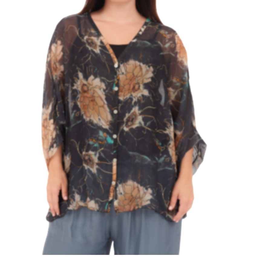 60234 Nero Vera May Italian Silk Top