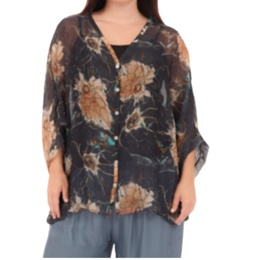 60234 Nero Vera May Italian Silk Top