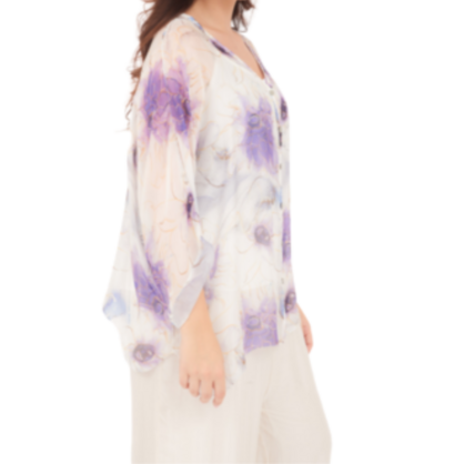 60234 Bianco Vera May Italian Silk Top