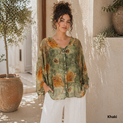 60234 Khaki Vera May Italian Silk Top