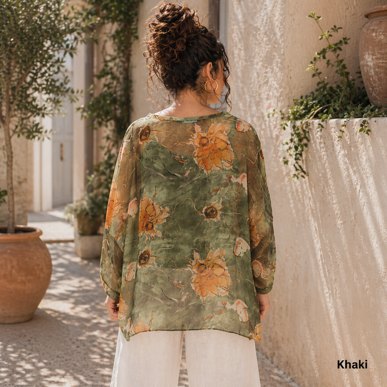 60234 Khaki Vera May Italian Silk Top