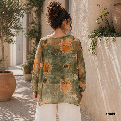 60234 Khaki Vera May Italian Silk Top