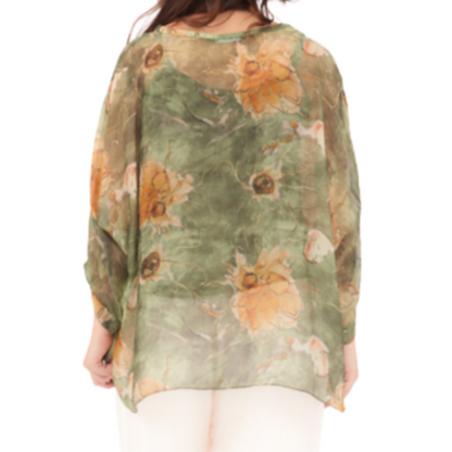 60234 Khaki Vera May Italian Silk Top