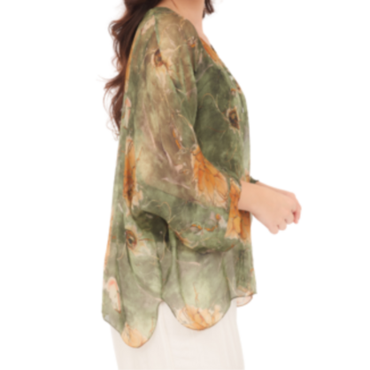 60234 Khaki Vera May Italian Silk Top