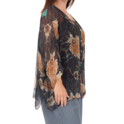 60234 Nero Vera May Italian Silk Top