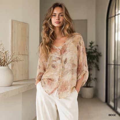 60234 Beige Vera May Italian Silk Top