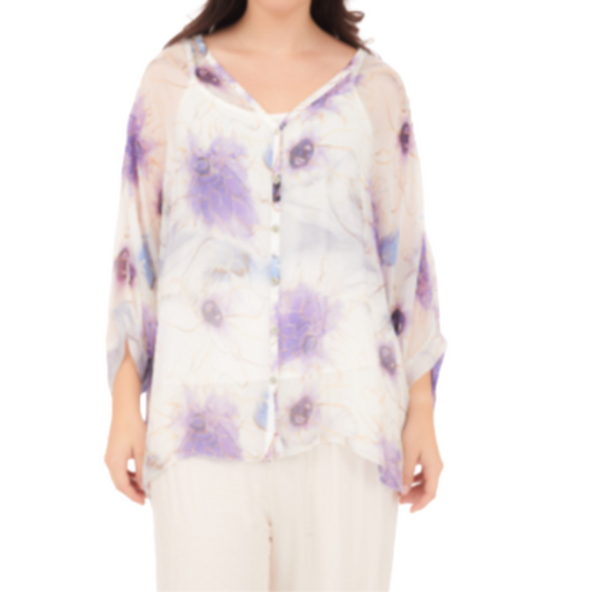 60234 Bianco Vera May Italian Silk Top