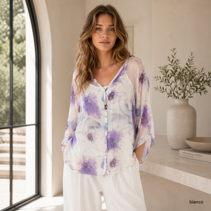 60234 Bianco Vera May Italian Silk Top