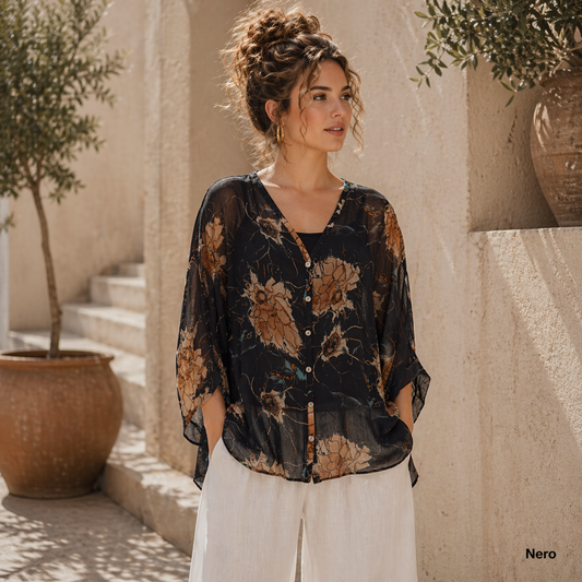 60234 Nero Vera May Italian Silk Top