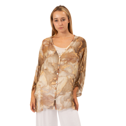 VERA MAY BEIGE ITALIAN SILK TOP 60231