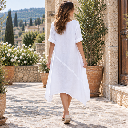 6031 WHITE ITALIAN LINEN DRESS