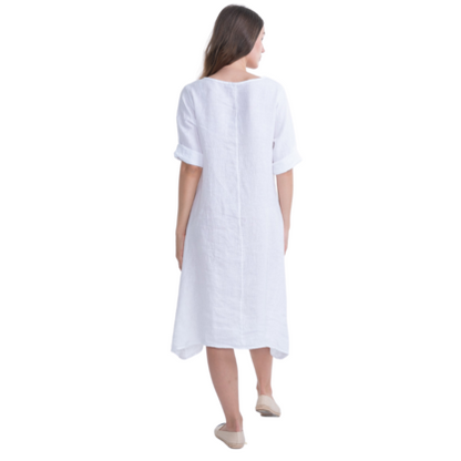 6031 WHITE ITALIAN LINEN DRESS