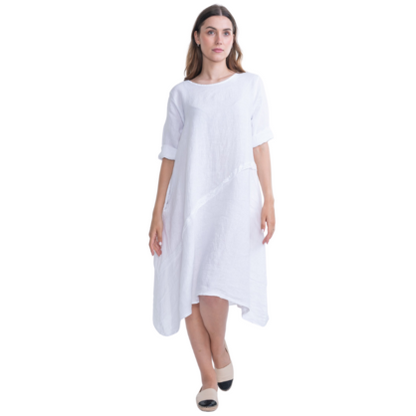 6031 WHITE ITALIAN LINEN DRESS