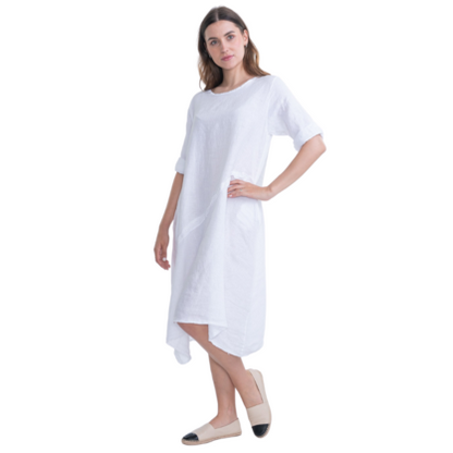 6031 WHITE ITALIAN LINEN DRESS