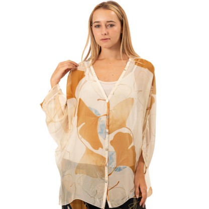 VERA MAY BEIGE ITALIAN SILK TOP 60232