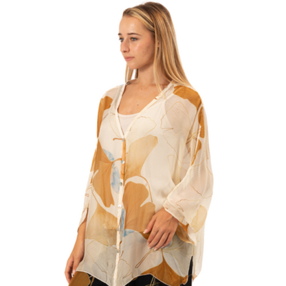 VERA MAY BEIGE ITALIAN SILK TOP 60232