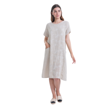 6033 BEIGE ITALIAN LINEN DRESS