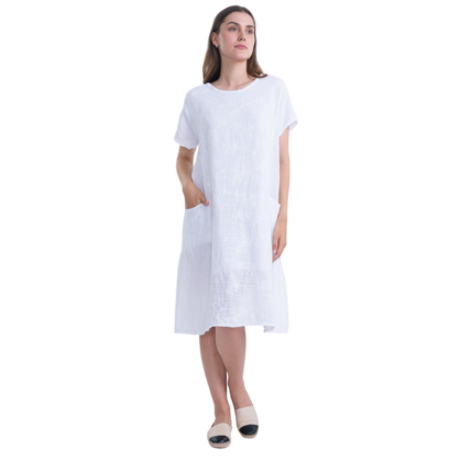 6033 WHITE ITALIAN LINEN DRESS