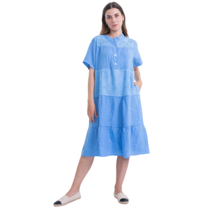 6037 BLUE ITALIAN LINEN DRESS