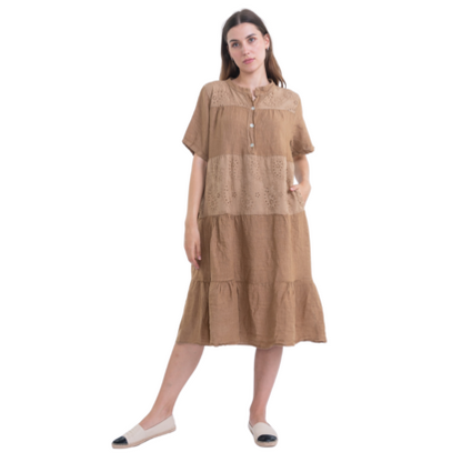 6037 CAMEL ITALIAN LINEN DRESS