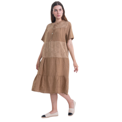 6037 CAMEL ITALIAN LINEN DRESS