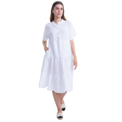 6037 WHITE ITALIAN LINEN DRESS