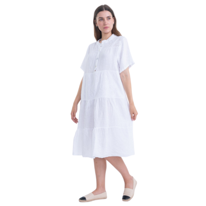 6037 WHITE ITALIAN LINEN DRESS