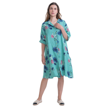 VERA MAY ITALIAN LINEN MINT DRESS 6047