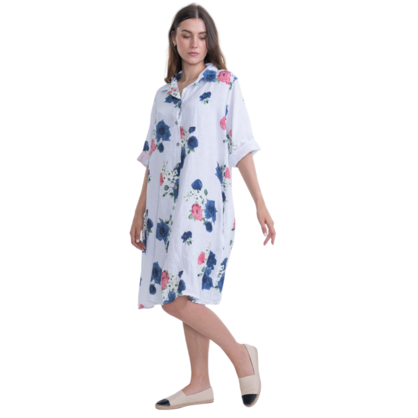 VERA MAY ITALIAN LINEN WHITE DRESS 6047