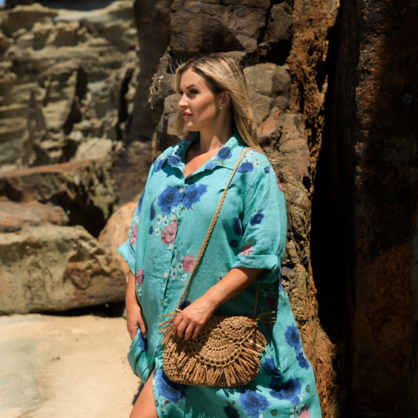VERA MAY ITALIAN LINEN MINT DRESS 6047