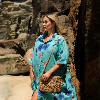 VERA MAY ITALIAN LINEN MINT DRESS 6047