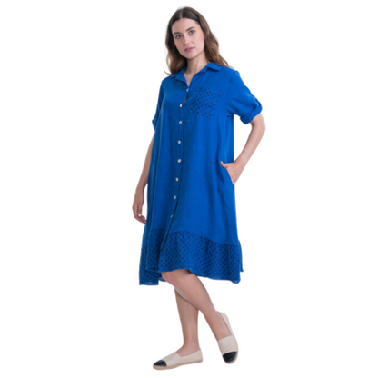 VERA MAY ITALIAN LINEN BLUE DRESS 6048