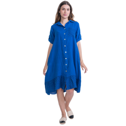VERA MAY ITALIAN LINEN BLUE DRESS 6048