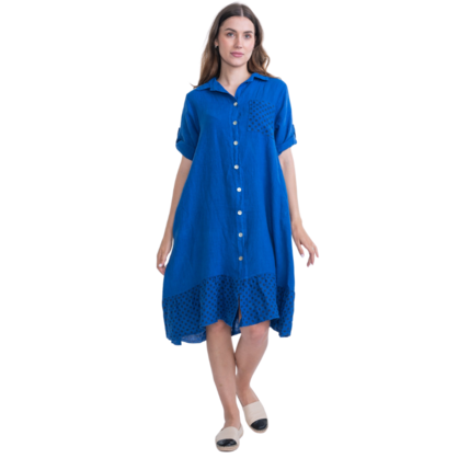 VERA MAY ITALIAN LINEN BLUE DRESS 6048