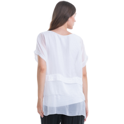 VERA MAY WHITE ITALIAN SILK TOP 6063