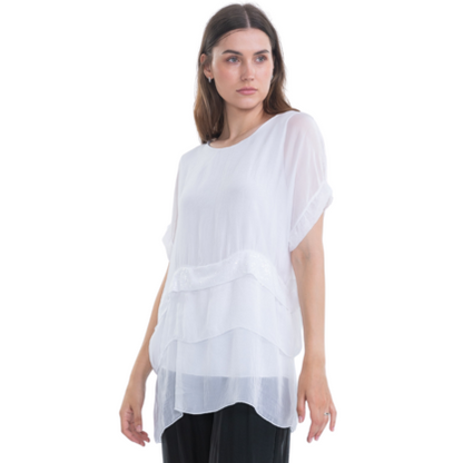 VERA MAY WHITE ITALIAN SILK TOP 6063