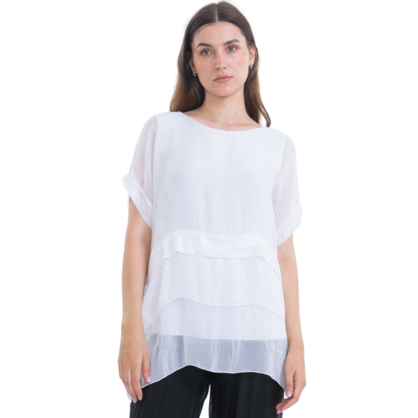 VERA MAY WHITE ITALIAN SILK TOP 6063