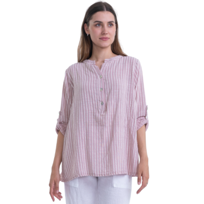 6069 PINK ITALIAN LINEN TOP