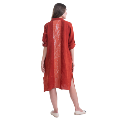 6071 RUGGINE ITALIAN LINEN DRESS